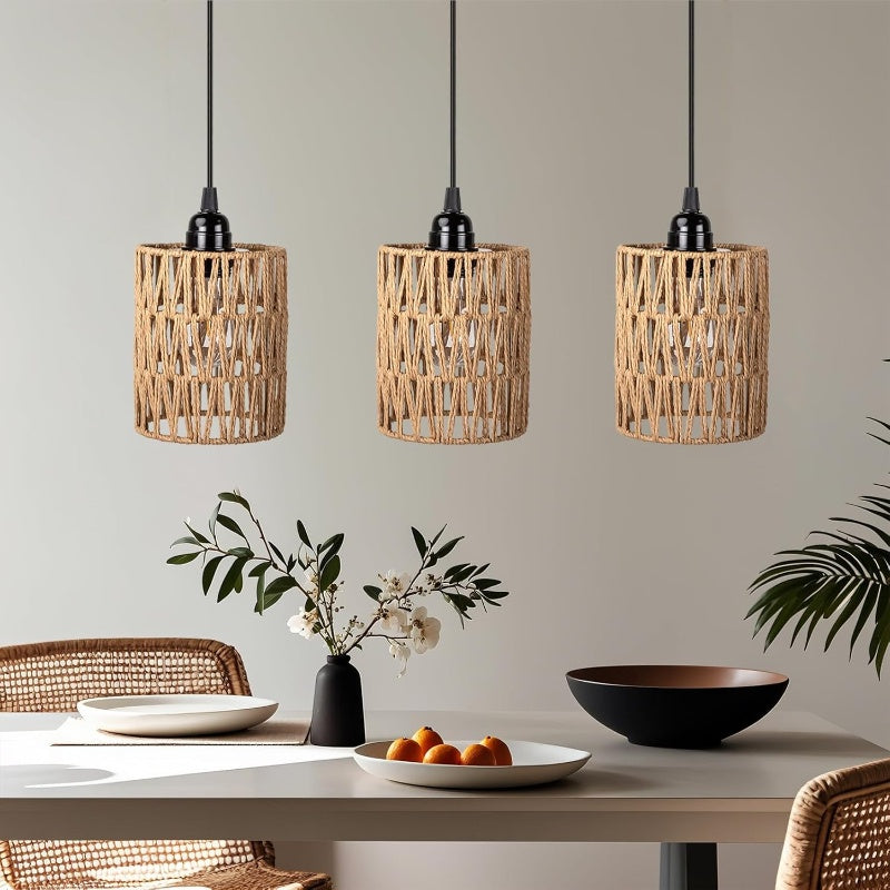 Hängande batteridriven lampa i bambu