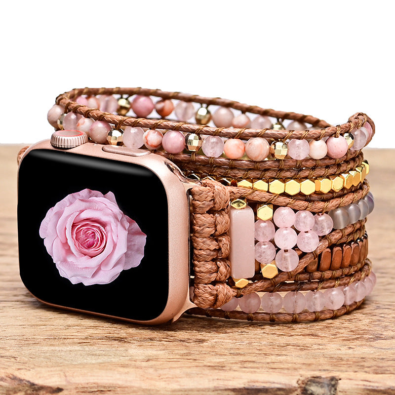 Bohemiskt vävt klockarmband med kristaller