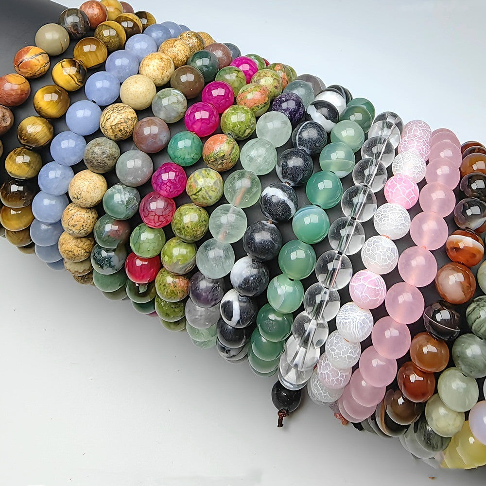 Elastiskt armband med naturliga kristaller – 8 mm pärlor