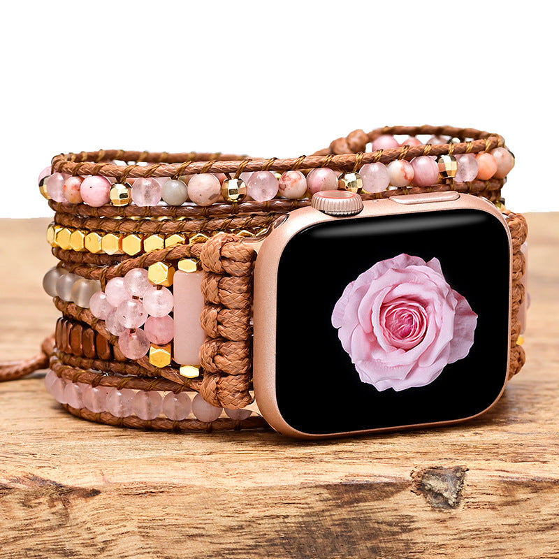 Bohemiskt vävt klockarmband med kristaller