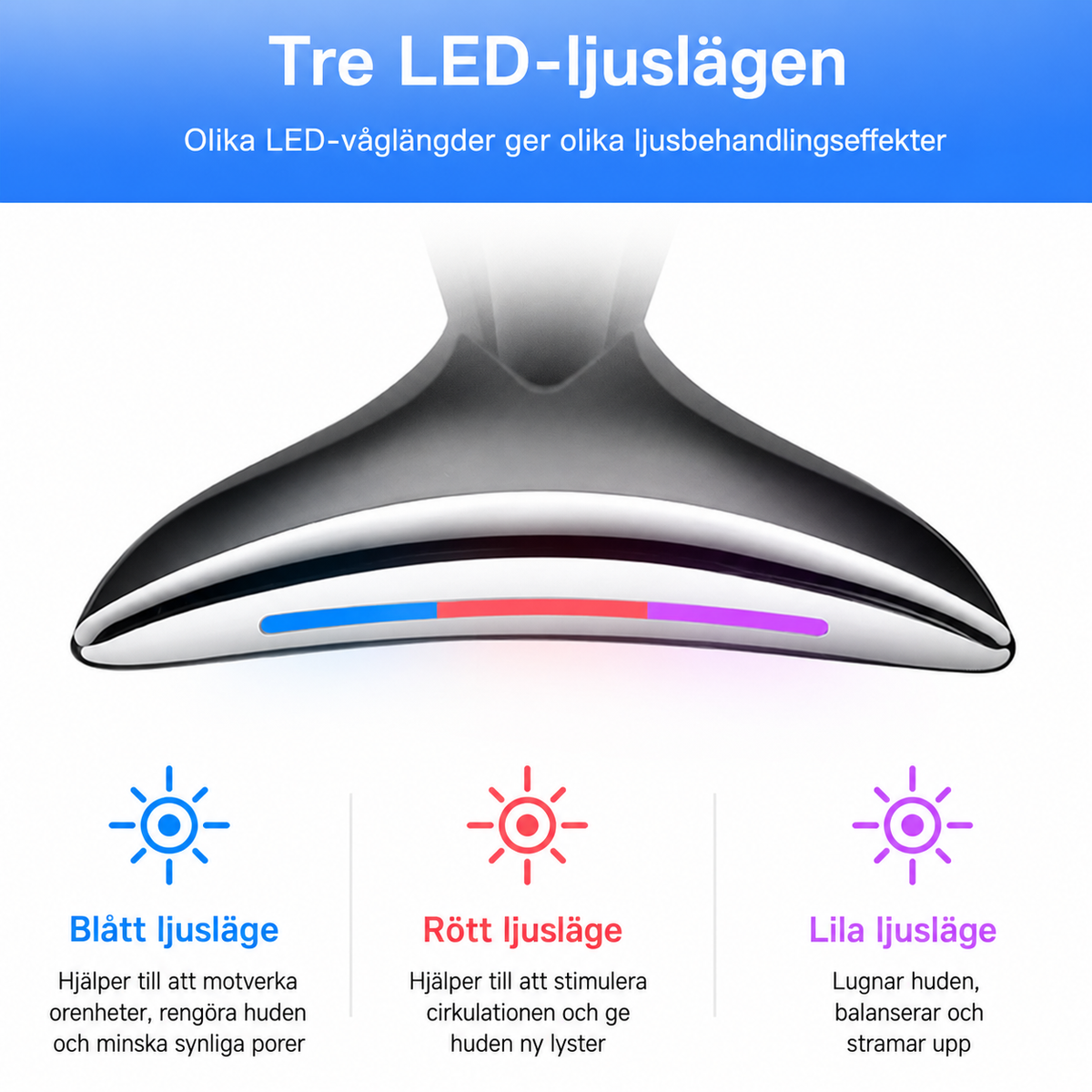 EMS ansikts- och halsmassage med LED-ljusterapi