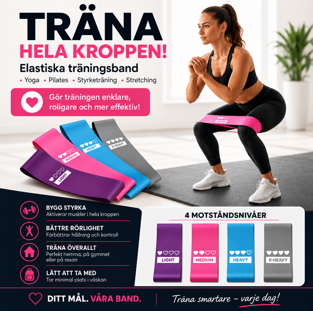 Elastiska träningsband för fitness, yoga, gym och hemmaträning
