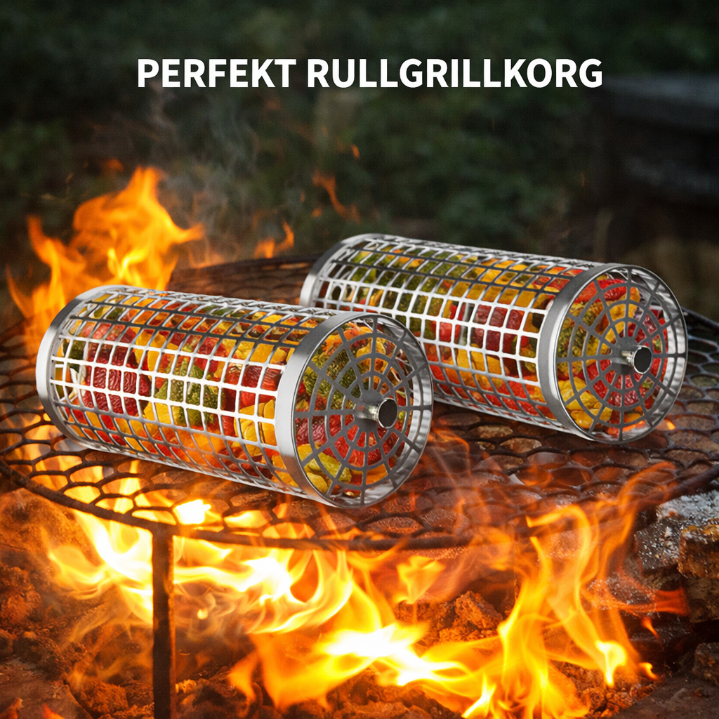 Praktisk grillkorg för utomhusgrillning