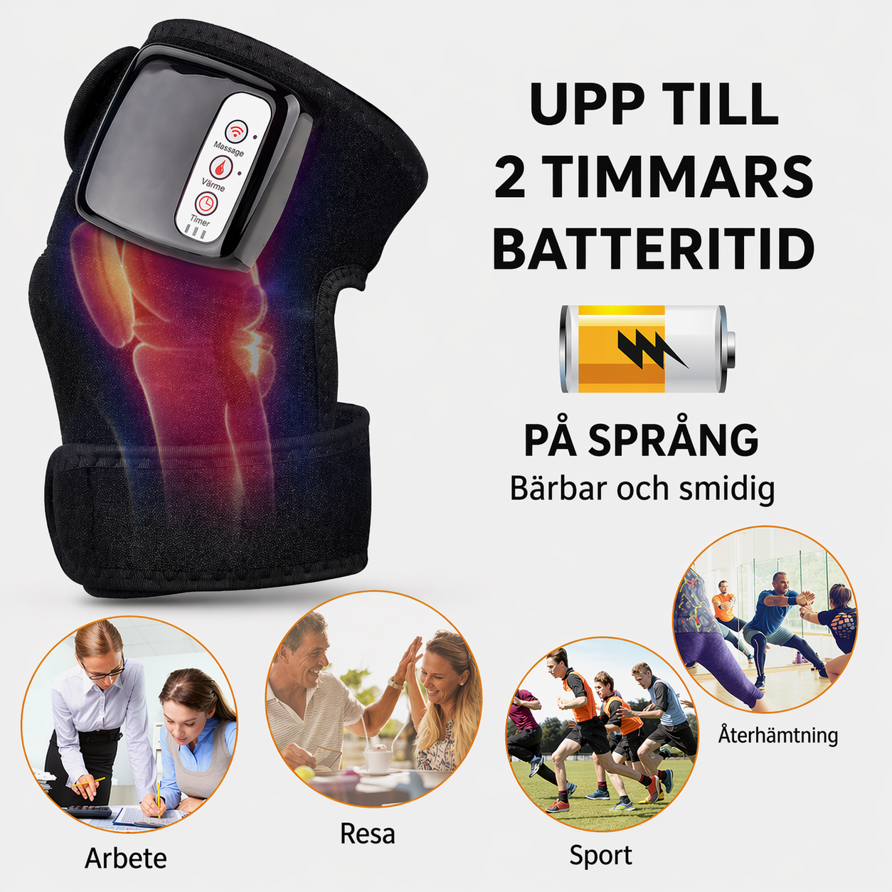 Elektrisk knä- och armbågsmassagerare med infraröd värme och vibration