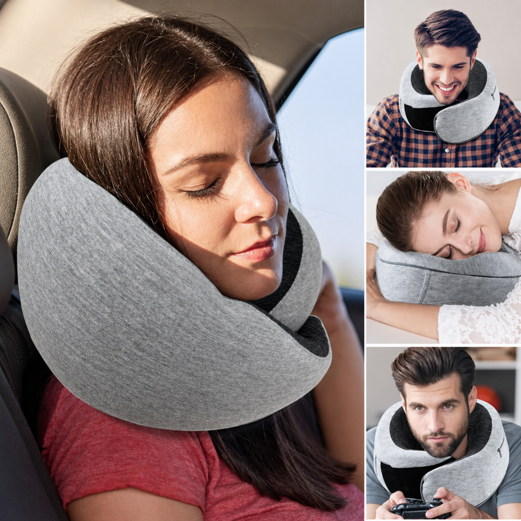 U-formad resekudde i memory foam för resa och vila