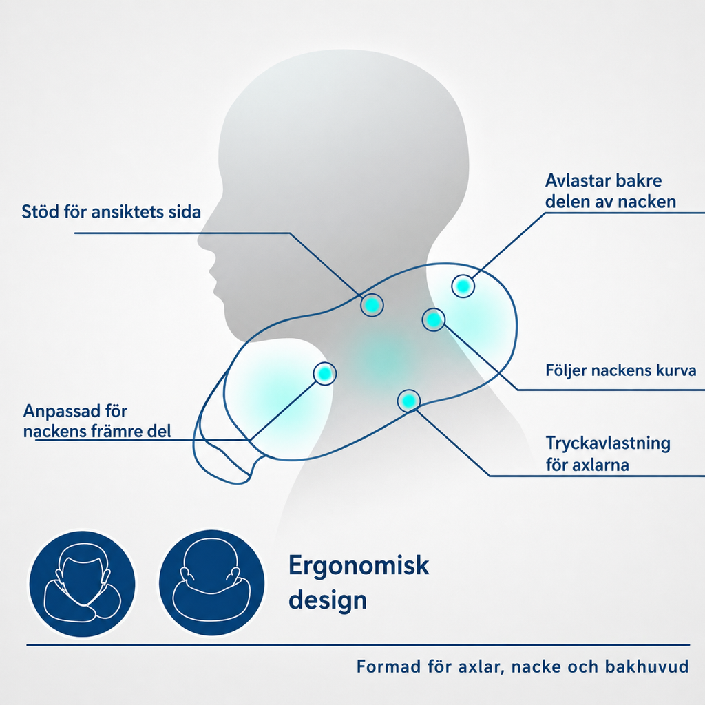 U-formad resekudde i memory foam för resa och vila