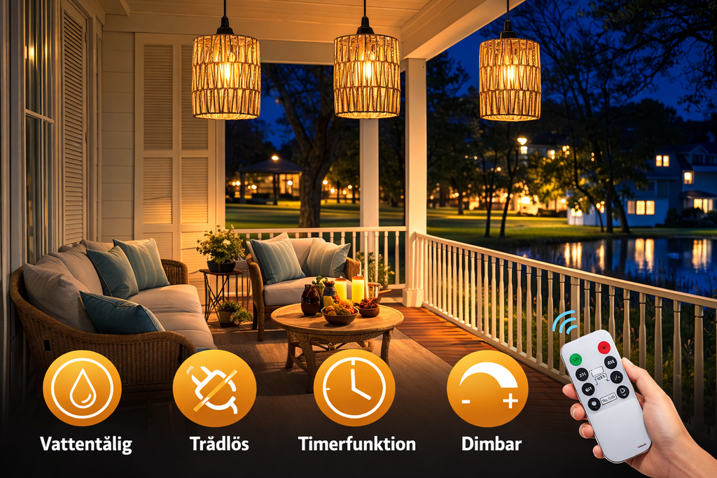 Hängande batteridriven lampa i bambu