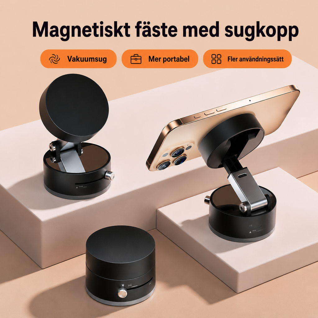 Hopfällbar magnetisk mobilhållare med sugkopp