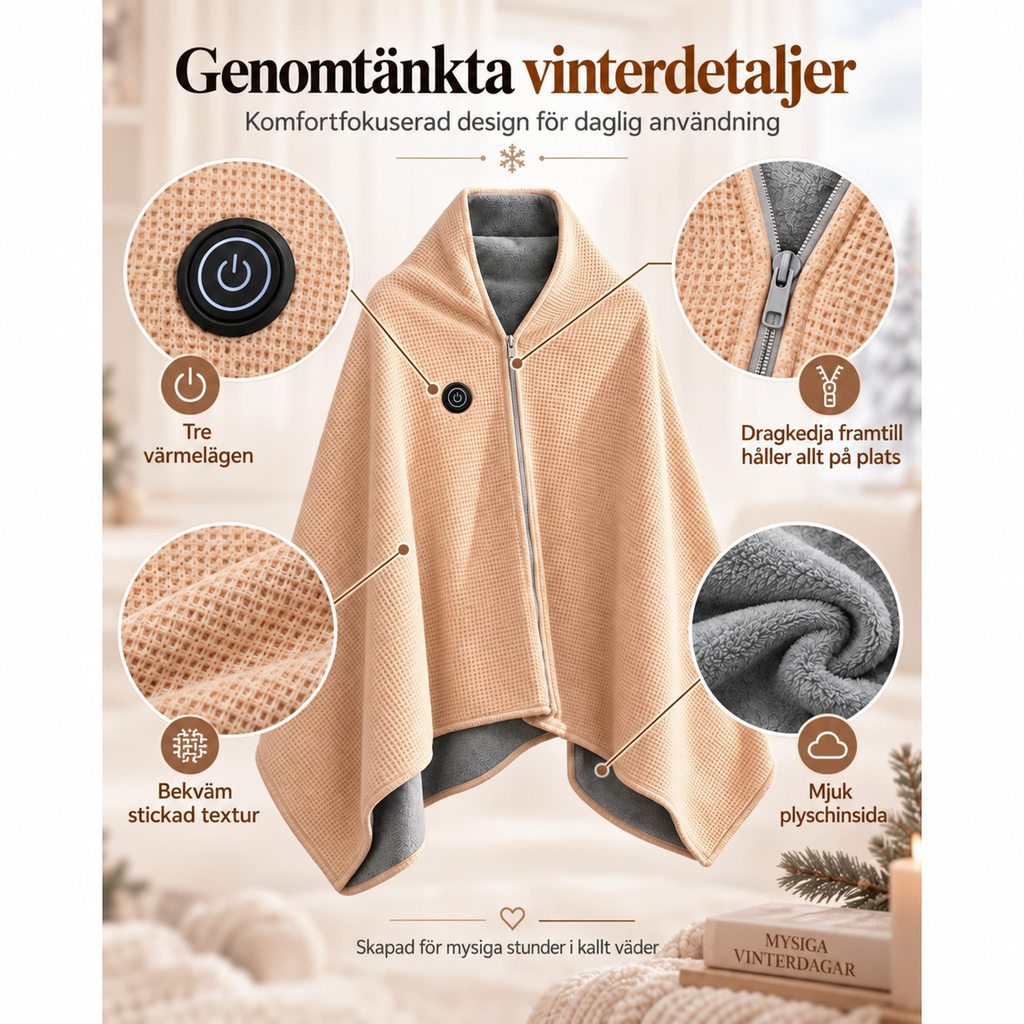 Värmeponcho med USB
