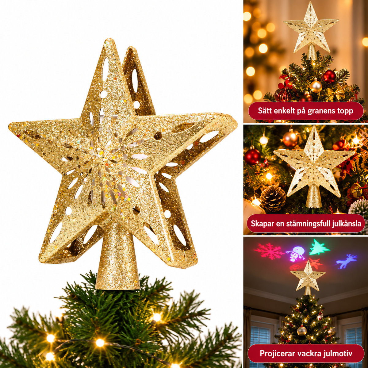 Julgransstjärna med LED-projektor