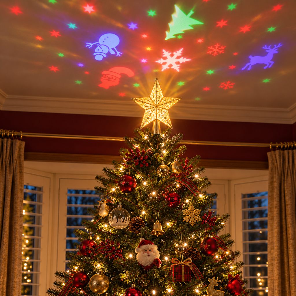 Julgransstjärna med LED-projektor