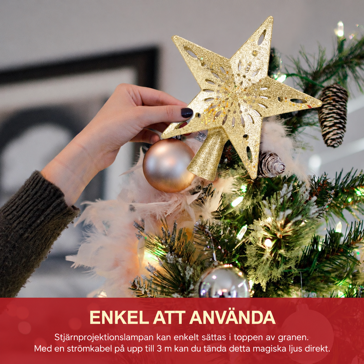 Julgransstjärna med LED-projektor