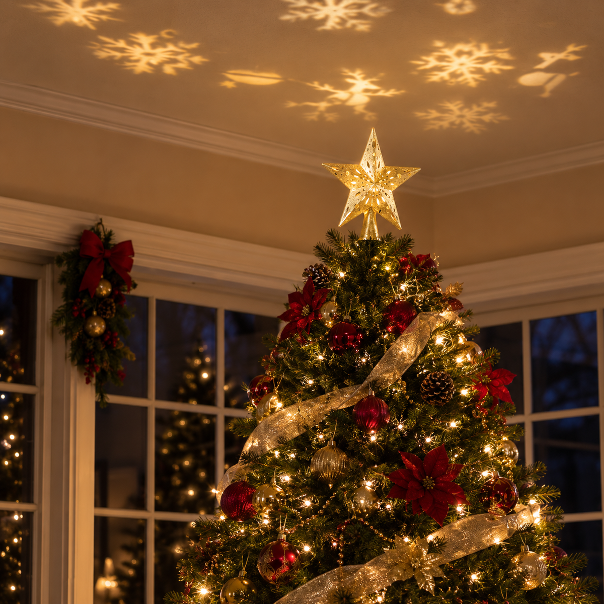 Julgransstjärna med LED-projektor