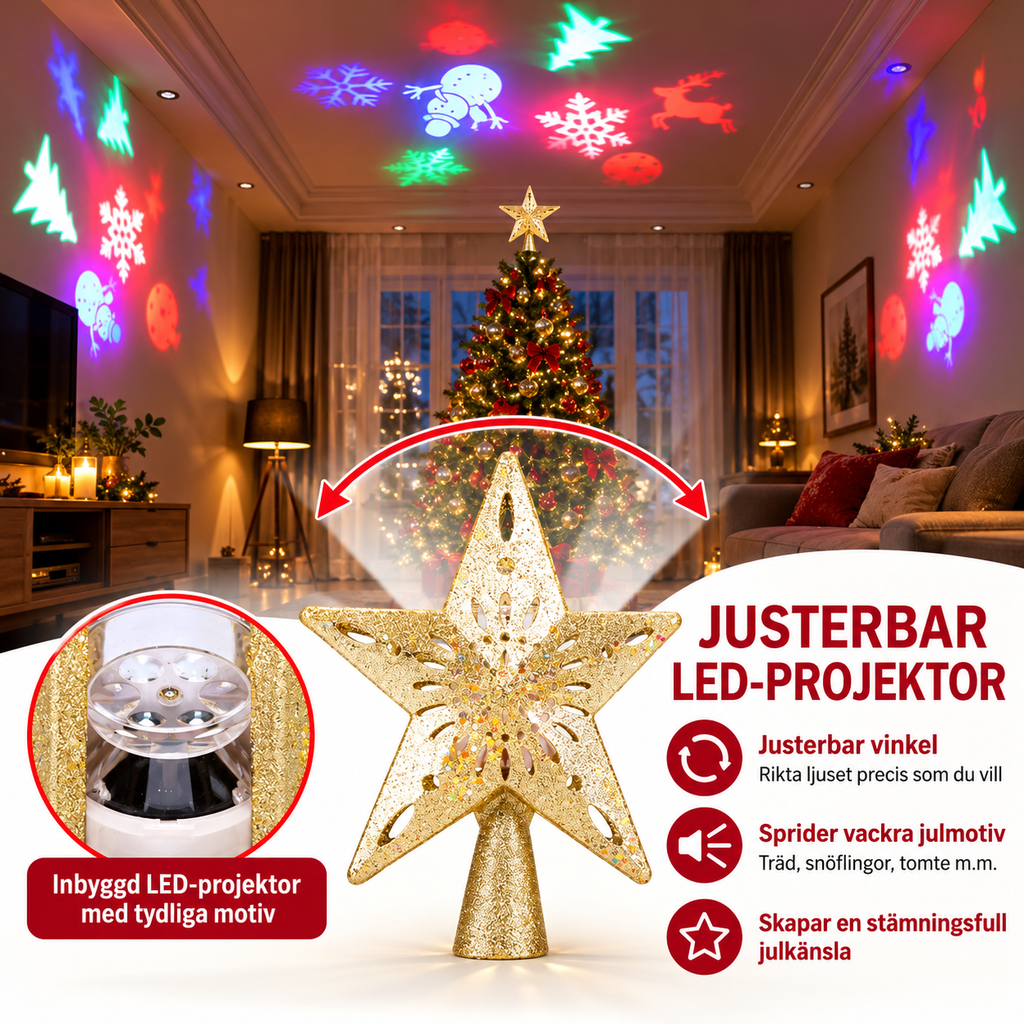 Julgransstjärna med LED-projektor