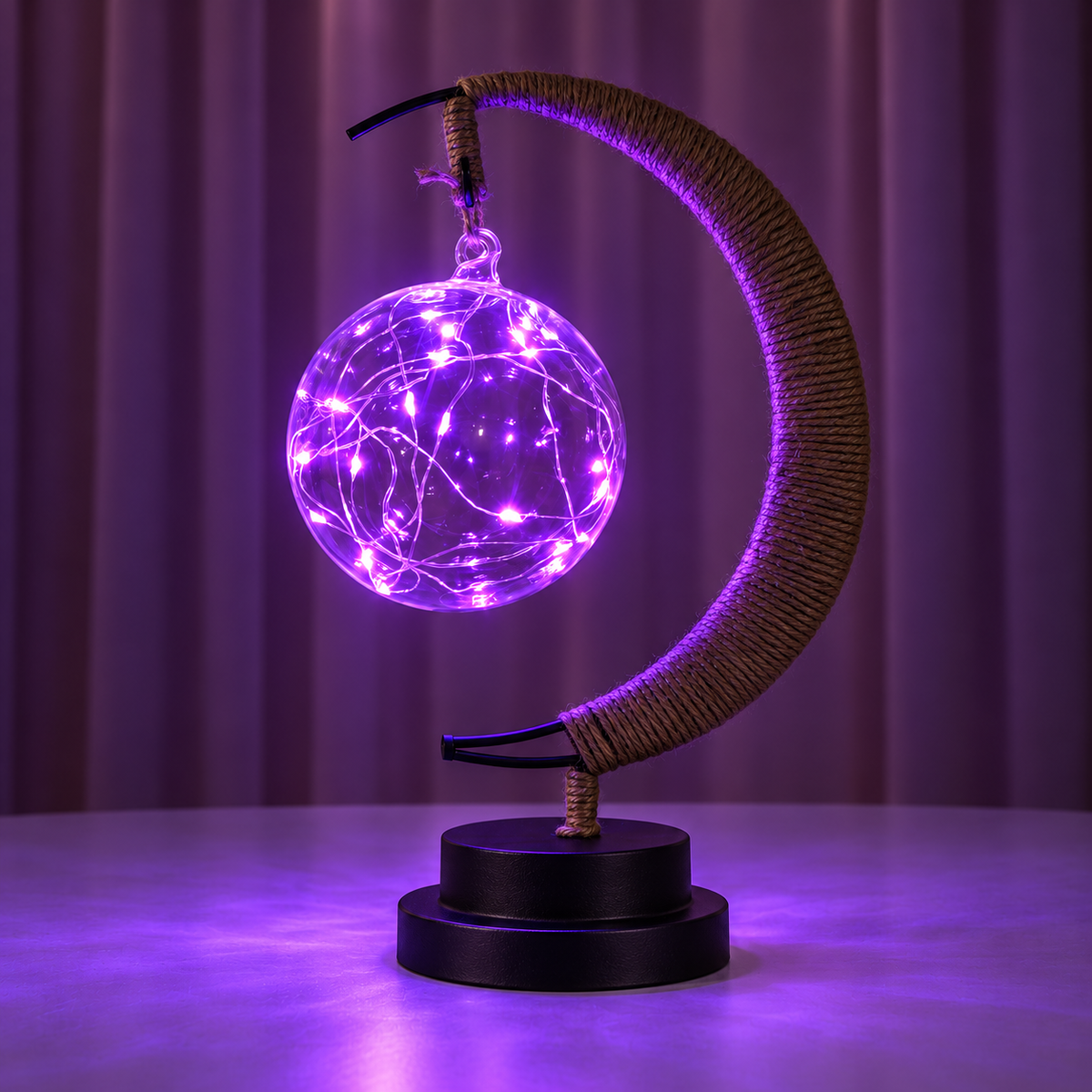 Månlampa med lysande glaskula