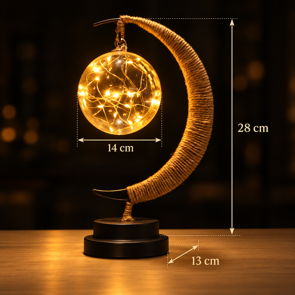 Månlampa med lysande glaskula