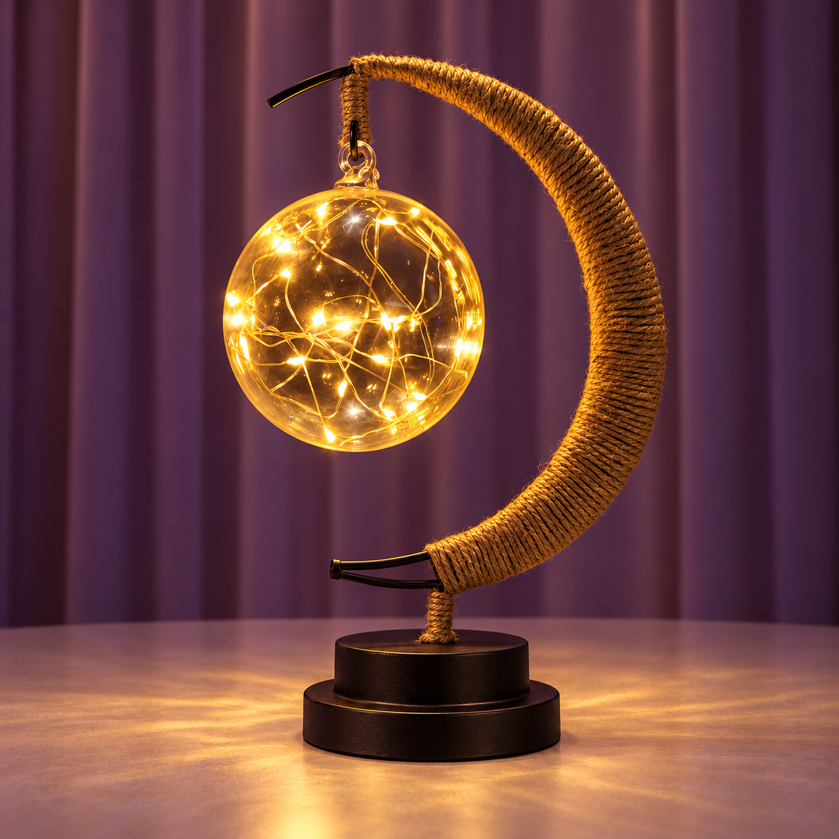 Månlampa med lysande glaskula