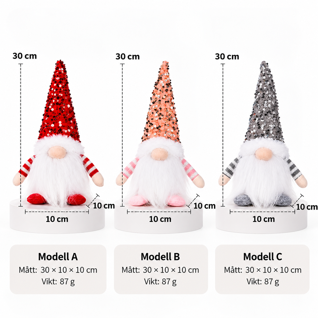 Lysande julnisse med paljettmössa