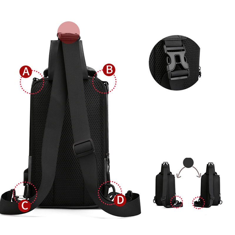 Multifunktionell axelväska för herr – Crossbody & bröstväska