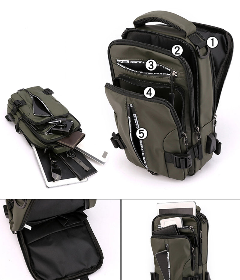 Multifunktionell axelväska för herr – Crossbody & bröstväska