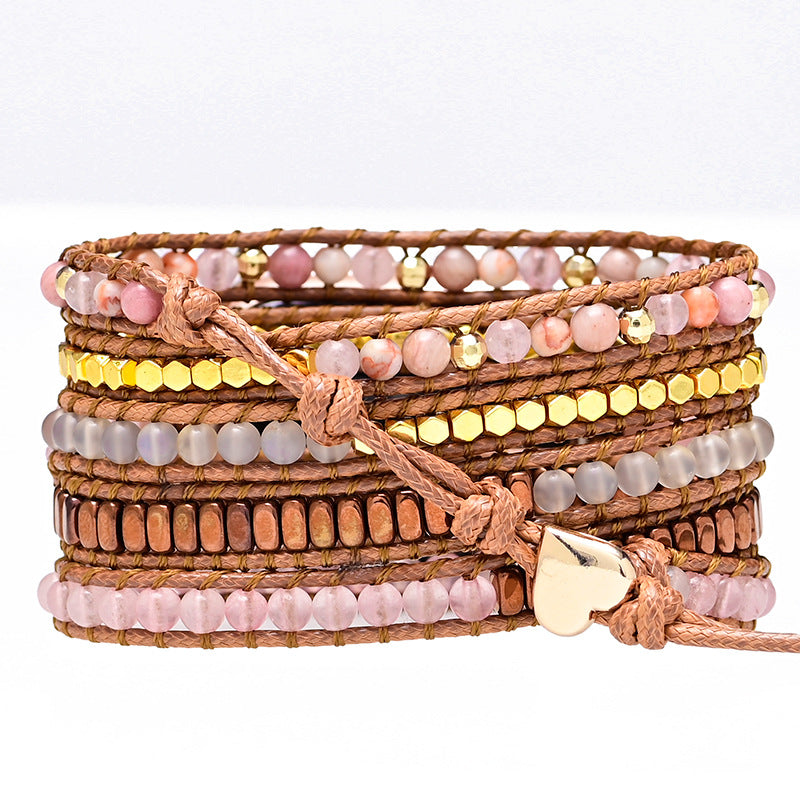 Bohemiskt vävt klockarmband med kristaller